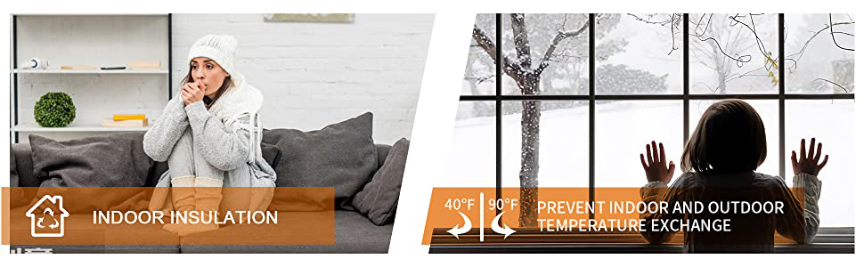 Split image showing indoor insulation benefits: person in warm clothing on couch, and silhouette at window demonstrating prevention of temperature exchange between indoor and outdoor environments.