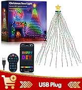 Super RGB Smart Christmas Tree Lights 6FT 400LED, DIY Color Changing Waterfall Xmas Tree Lights w...