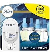 Febreze Plug in Air Fresheners for Home, Air Freshener Plug in, Wall Diffuser, Ocean Scent, Odor ...