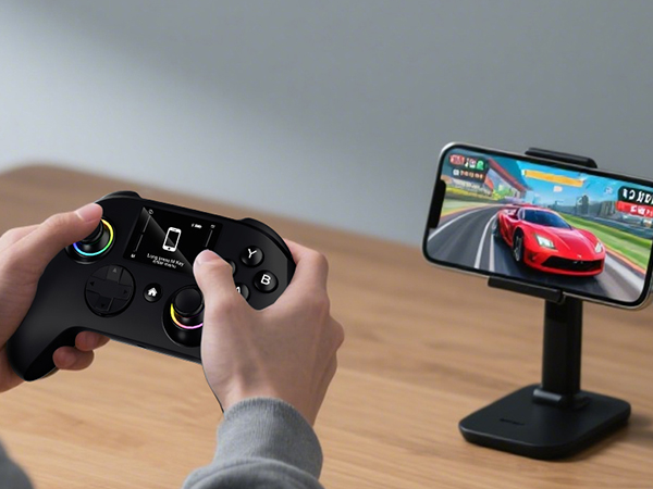 one person happy playing on mobile phone with remote controller