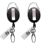 Retractable Badge Reel with Claw Clasp and Clip for Id Card Holders (2Pack)