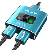 HDMI Switch Splitter 4K@60hz, Aluminum HDMI 2.0 Switcher 2 in 1 Out, HDMI Splitter 1 in 2 Out, Bi...