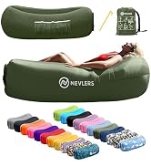 Nevlers 450 Lbs. Cap Air Couch Inflatable Sofa in Military Green| 210T Polyester Inflatable Hammo...