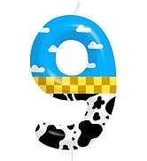 Number 9 Blue Sky Birthday Candles &amp; Cake Topper, Number Candles Birthday Cake Decorations for Bo...