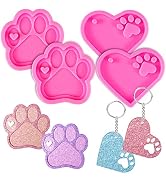 Mity rain 4 Pcs Resin Molds Silicone Keychain, Large Dog Paw Print Heart Silicone Molds for Epoxy...
