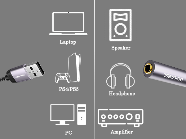 USB to 6.35mm headphone jack