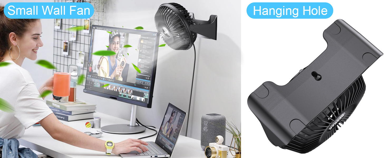 hang small wall fan quiet usb fan for desk personal cooling fan for office study