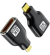 8K Micro HDMI to HDMI Adapter 2 Pack, HDMI Female to Micro HDMI Male Bidirectional HDMI 2.1 Gold ...