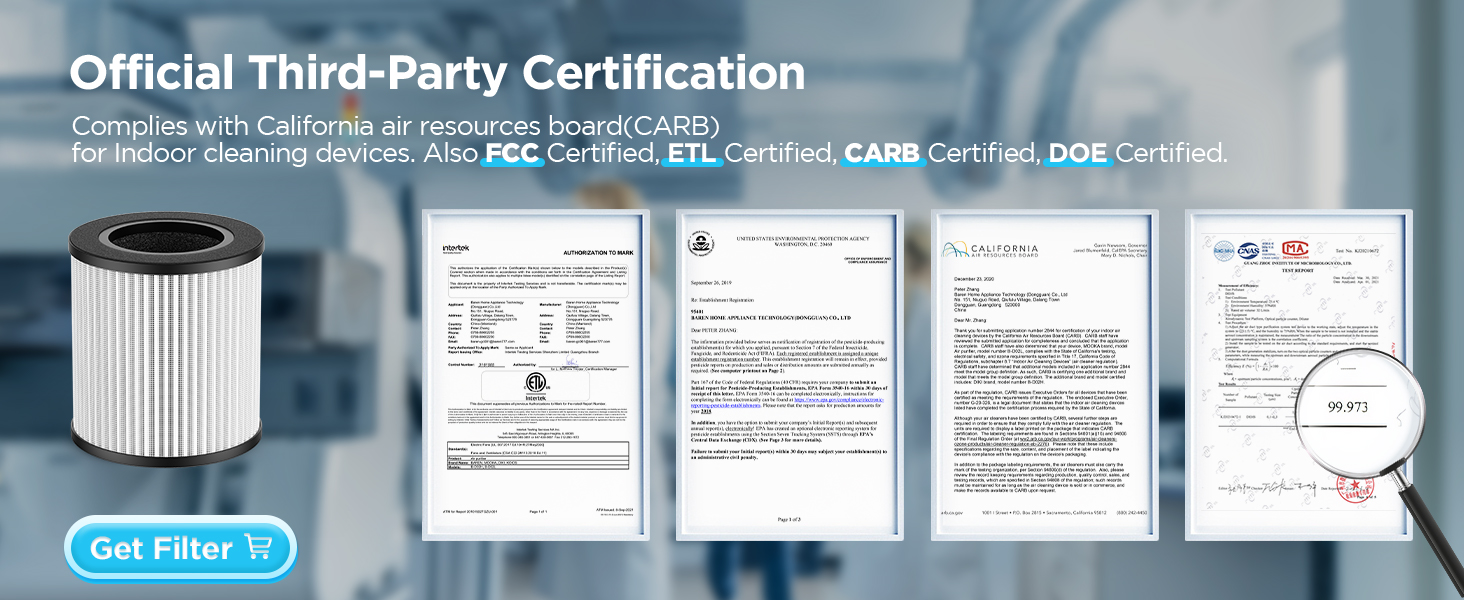 air purifiers with official third-party Certification