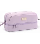Vocuer Large Capacity Canvas Special Pencil Case Organizer With 2 Compartments, Big Cute School A...