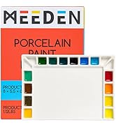 MEEDEN 18-Well Porcelain Artist Paint Palette, Mixing Art Ceramic Watercolor Paint Palette for Wa...