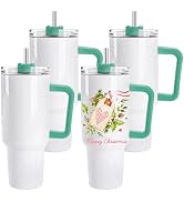 D·S 4 Pack Sublimation Tumblers 40 OZ with Handle Blank Insulated Large Tumbler Bulk, Coffee Trav...