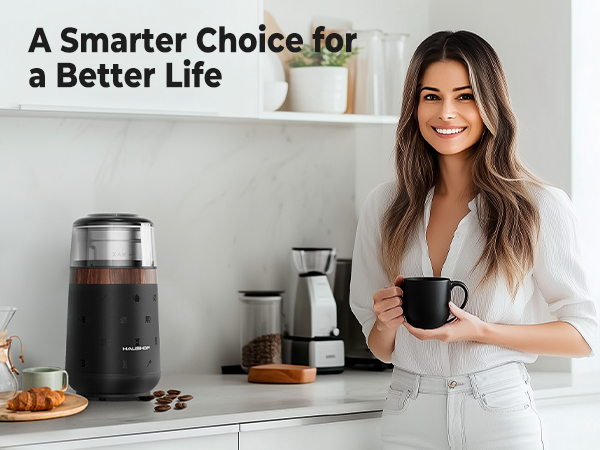 HAUSHOF Black Electric Coffee Blade Grinder (UL Plug)