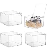 PH PandaHall 4pcs Clear Acrylic Box 3x3x2.3 Inch Square Cube Container with Lids Mini Display Box...