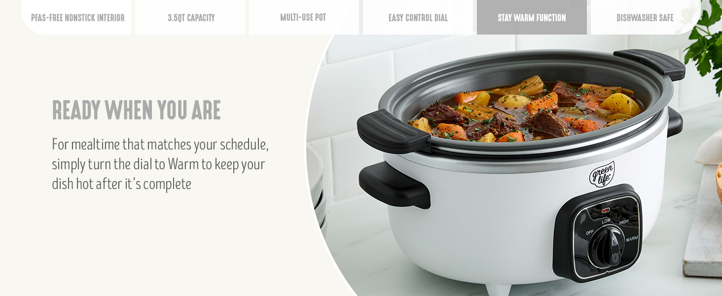 GreenLife, Ceramic Nonstick, PFAS-Free, Non-Toxic, Slow Cooker, Electrics