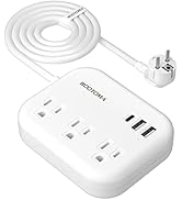 European Travel Plug Adapter with USB C, ROOTOMA Outlet Converter US to Europe 3 Outlets 3 USB Po...