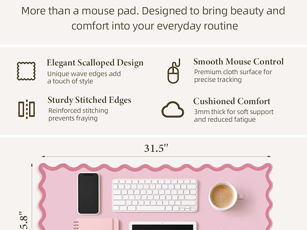 Scalloped Desk Mat 31.5 x 15.8