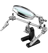 Helping Hands Magnifier Stand with Dual Alligator Clips Adjustable – FEITA 5X Magnifying Glass Pe...