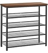 Pipishell 5-Tier Shoe Rack for Entryway and Small Spaces with Wooden Top &amp; Metal Frames, Shoe Sto...