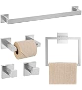 TQKAG Brushed Nickel Bathroom Hardware Accessories Set 5 Pieces, Double Post Pivoting Toilet Pape...