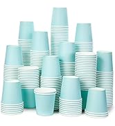AOZITA [210 Pack] 3 oz Paper Cups, Sky Blue Mouthwash Cups, Disposable Bathroom Cups, Espresso Cu...