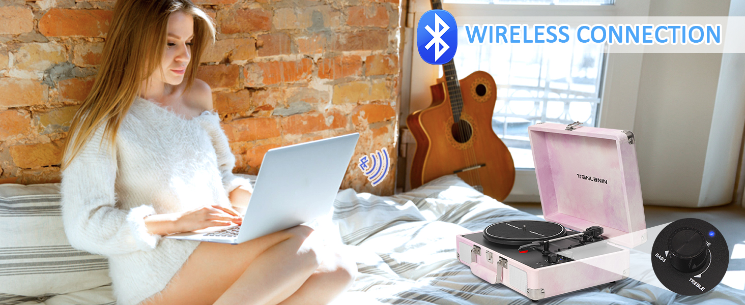 THREE-SPEED BELT-DRIVE TURNTABLE BLUETOOTH RECORD PLAYER