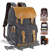 Padwa Lifestyle Black Gray Canvas Camera Backpack - Large Camera Bag,Multi DSLR &amp; UAV Professiona...