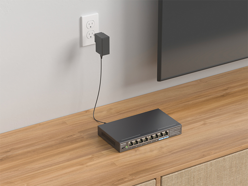 Setup Step One Connect the Power Adapter to the Ethernet Switch to Power It Up