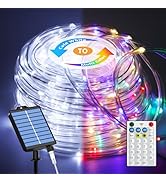 ICRGB Solar Lights Outdoor, 66FT 200 LED Solar Rope Lights with Remote, 1800mah Battery, 19 Modes...