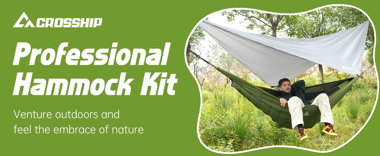 CROSSHIP Camping Hammock with Mosquito Net with Built-in Underquilt &amp;amp; Hammock Rain Fly Tarp