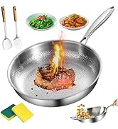 Gugliet Titanium Pans, 12" Pure Titanium Non Stick Frying Pans, Scratch-Resistant Durable Titaniu...