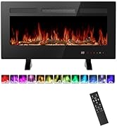 36" Electric Fireplace Insert, 1500W Wall Mounted &amp; Recessed Fireplace Heater with Remote &amp; Touch...
