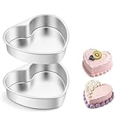 E-far 8 Inch Heart Cake Pan, 2Pcs Stainless Steel Heart Shaped Cake Mold, Cake Tin Baking Pan for...