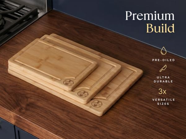 Pre-oiled bamboo chopping boards resist moisture, warping, and cracking.