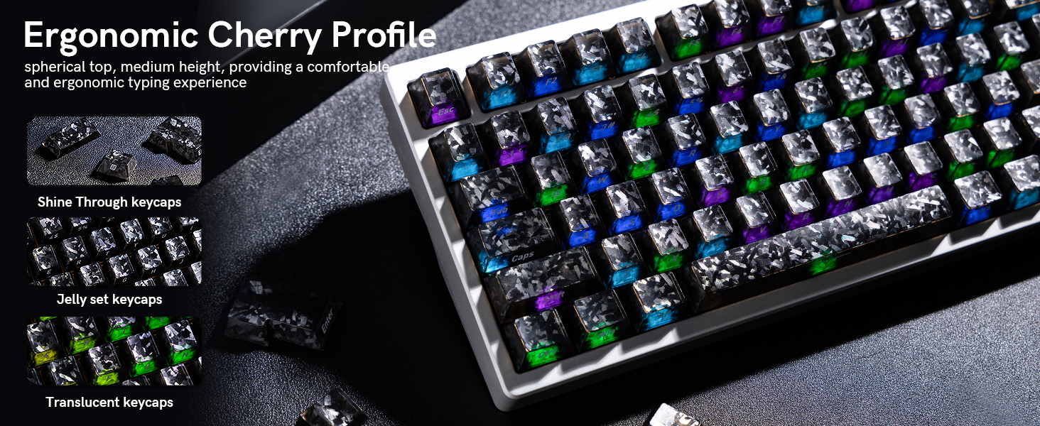 Clear keycaps,Translucent keycaps,Shine Throug Key caps,Side Print,Cherry Profile custom Keycaps