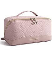 BAGSMART Travel Makeup Bag - Water-Resistant Portable Cosmetic Pouch, Flat Open Organizer for Toi...