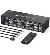 PVBCTCSID 8K 2 Displayport HDMI KVM Switch 4 Computers 3 Monitors 4K144Hz for 4 PC Sharing Triple...