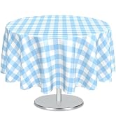 Light Blue Gingham Round Tablecloth