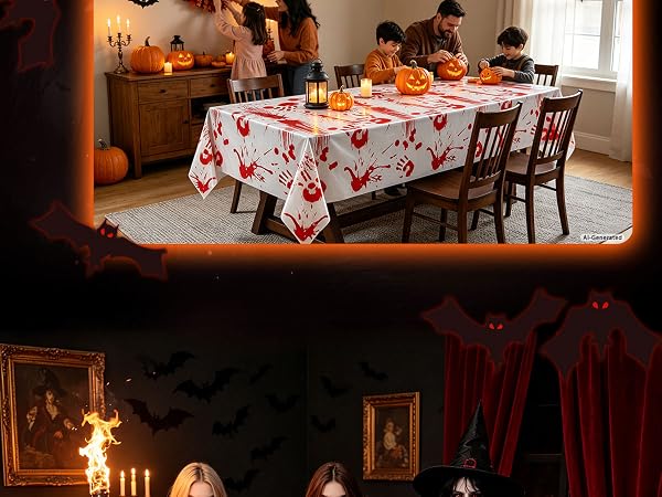 Grabo Bloody Zombie Rectangular Tablecloth,Halloween Party Supplies Decoration