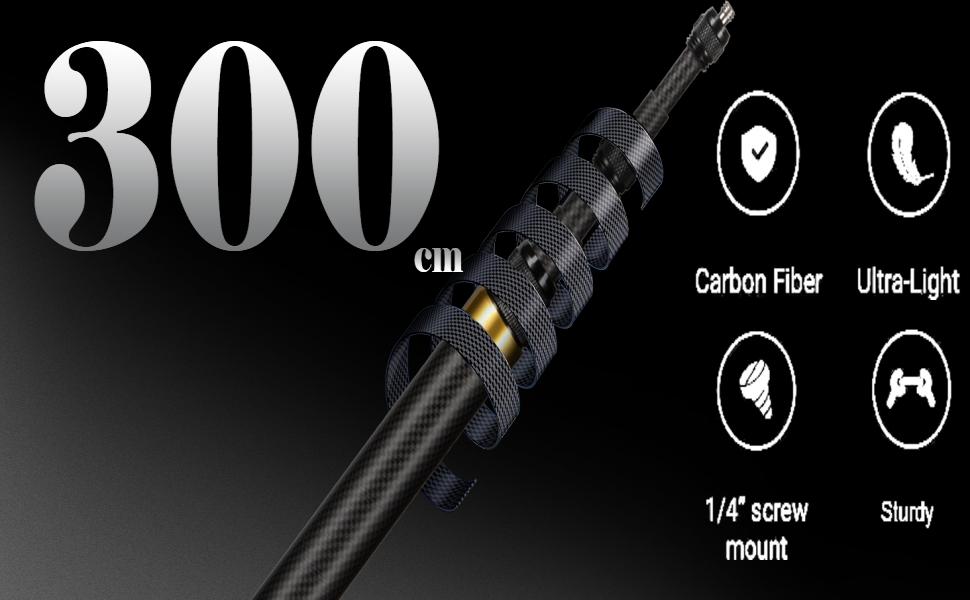 300 cm ultra light sturdy carbon fiber selfie stick