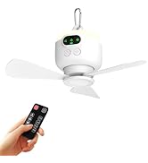 Portable Ceiling Fan for Tent with Remote Control,8000mAh Battery Operated Ceiling Fan,RV Fan Rec...