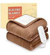 HOMLYNS LuxeHeat Heated Blanket Electric Blanket, Soft Flannel Sherpa Heated Throw, Heating Blank...