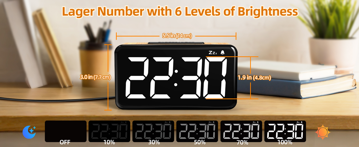 dimmable wooden alarm clock