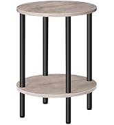 CHOEZON Round Side Table, 2-Tier End Table, Small Round Nightstand with Sturdy Metal Tube, Indust...
