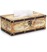 Sumnacon Retro Rectangular Wooden Tissue Box Cover, Vintage Napkin Holder Pumping Paper Case Disp...