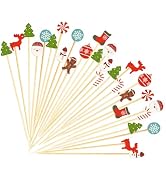 100PCS Christmas Cocktail Picks 4.7 Inch, Fancy Toothpicks for Appetizers Xmas Tree Snowman Santa...