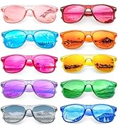 Pibupibu Wholesale Neon Party Sunglasses Bulk, Retro 80s 90s Mirror Colorful Sunglasses Party Fav...