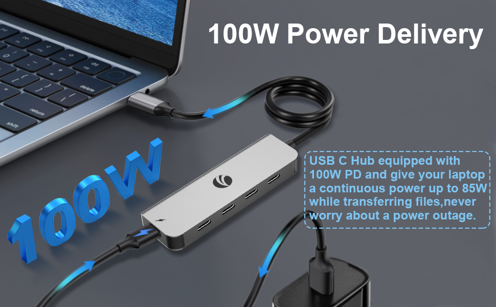 VCOM 10Gbps USB C Hubs with 100W Power Delivery