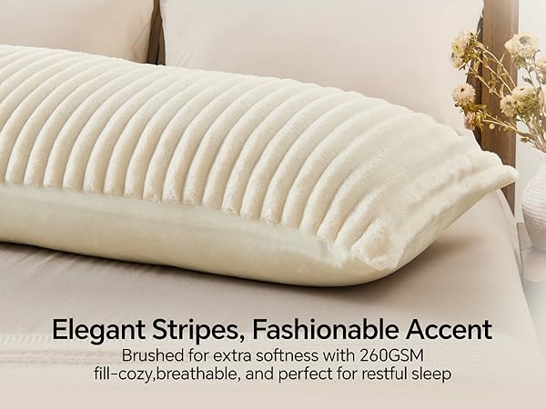Fluffy Striped Body Pillow Cover