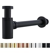 RANDOM Brass Contemporary Round Bottle P Trap 1 1/4,Basin Sink Waste Drain P Trap Kit (Matte Black)